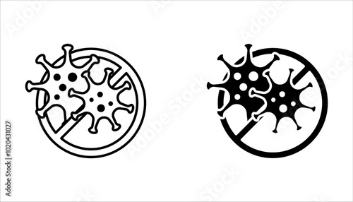 No virus icon. Thin linear no virus outline icon isolated on white background