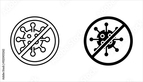 No virus icon. Thin linear no virus outline icon isolated on white background