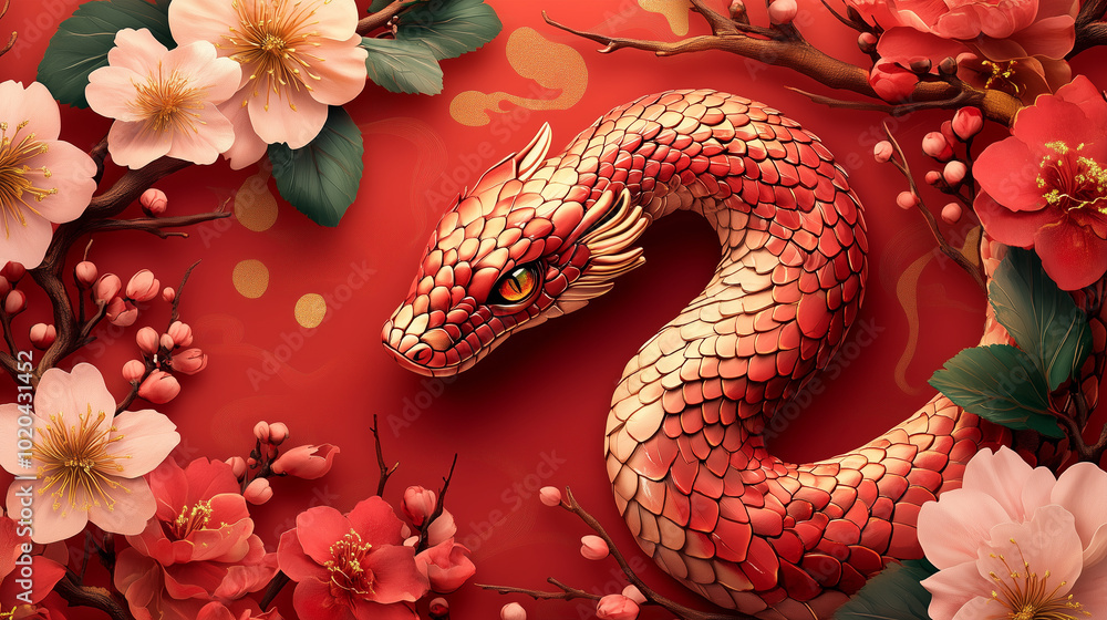 Chinese new year wallpaper with a snake, year of the snake Chinese new year wallpaper with a snake, year of the snake
