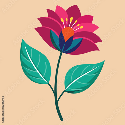 drawing flower with leaves of trees vector art and Adobe Illustrator Artwork