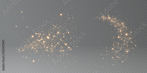 Christmas background. Powder dust light PNG. Magic shining gold dust. Fine, shiny dust bokeh particles fall off slightly. Fantastic shimmer effect. Vector illustrator.	
