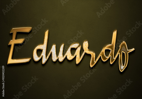 Photos Old gold text effect of Spanish name Eduardo with 3D glossy style Mockup