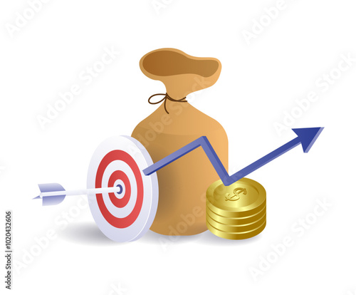 Financial business targets growth flat illustration
