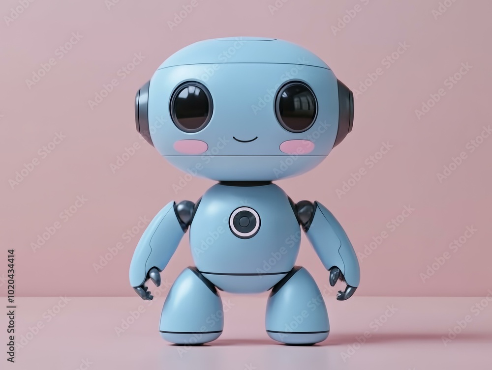 Cute Robot Figure with a Smiling Face