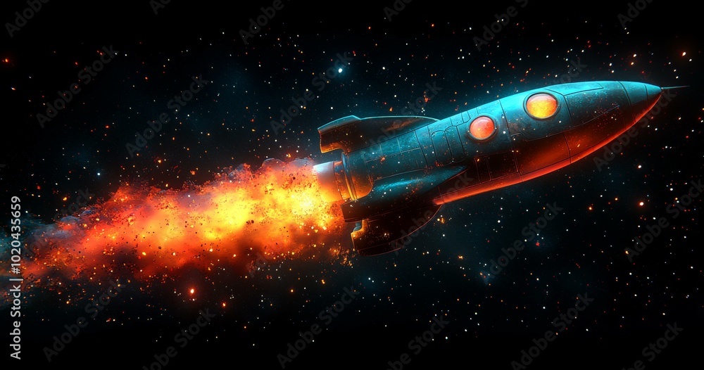 Explosive Rocket Launch in Space | Sci-Fi Art Explosive Rocket Launch in Space | Sci-Fi Art