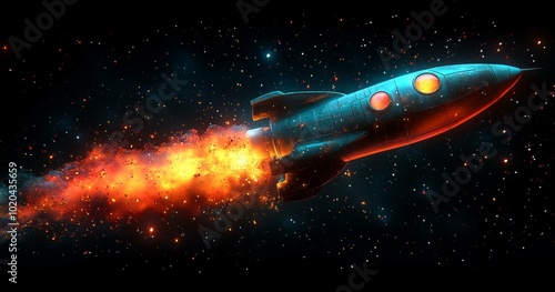 Wallpaper Mural Explosive Rocket Launch in Space | Sci-Fi Art Torontodigital.ca