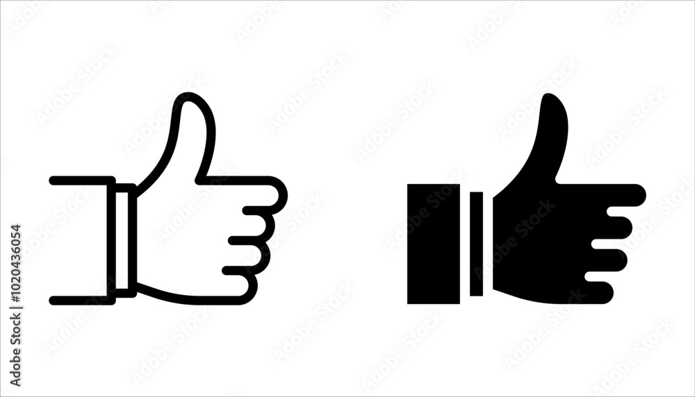 Thumb-up icon set. It includes like, favorite, Editable Vector Stroke on white background Thumb-up icon set. It includes like, favorite, Editable Vector Stroke on white background