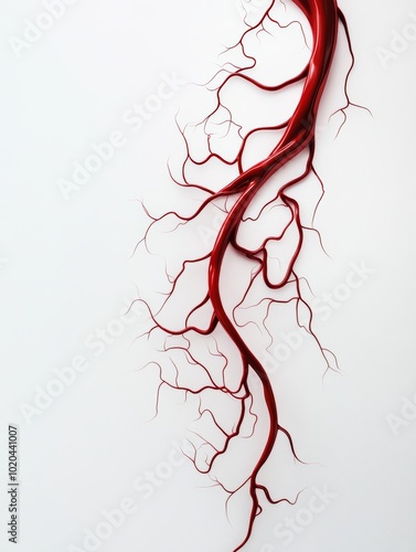 Red Veins Branching Out On White Background photo