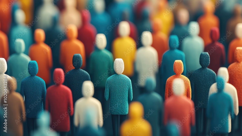 Obraz premium A vibrant array of figurines representing a diverse crowd, emphasizing individuality amid uniformity.