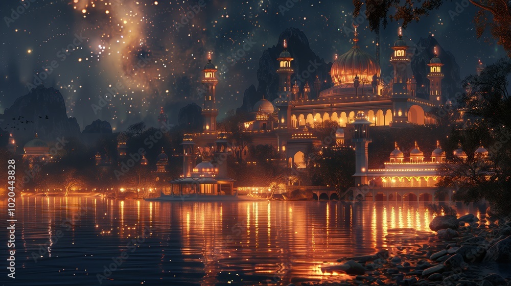 beautiful poster sunset in arabia