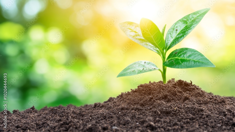 A green seedling illustrates the concept of a new life being born and growing A green seedling illustrates the concept of a new life being born and growing