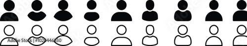 People line and flat icons set. Team of workers. User profile symbol. Group of people. Group of users collection. Persons symbol. Men women. Crowd of humans. partnership businessman network member