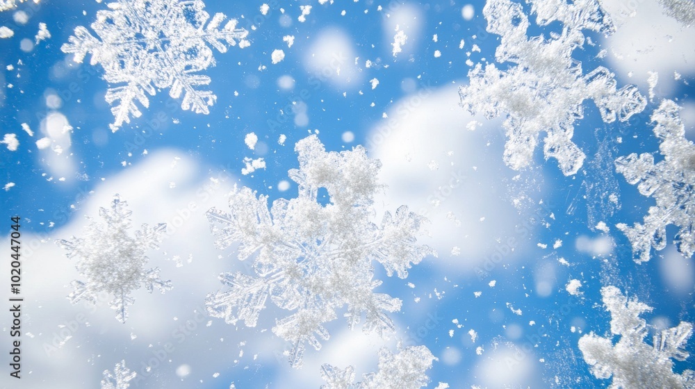 Snowfall on clouds against a sky backdrop - photo of nature Snowfall on clouds against a sky backdrop - photo of nature