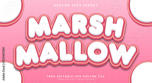 Pink Sweet Marsh Mallow Cartoon Style editable Text Effect Template suitable for soft theme