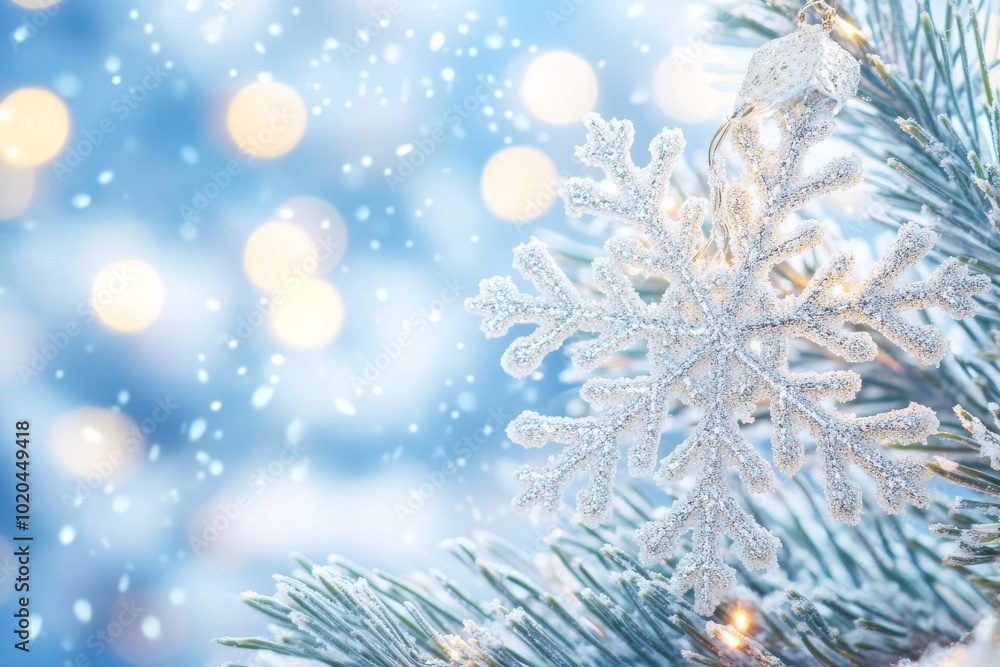 Copy space on fir tree branches in winter. AI. Copy space on fir tree branches in winter. AI.