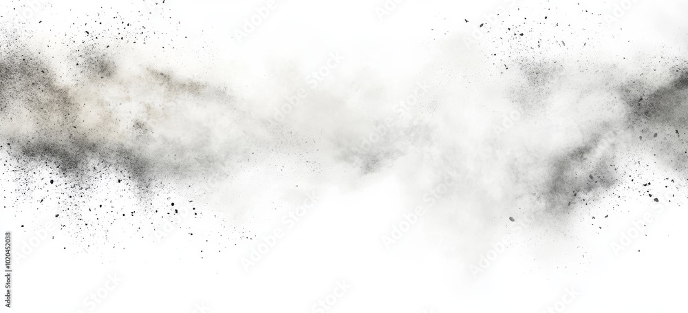 Freeze shot isolated on black background of fluffy white snowflakes splashing and exploding from sky or roof. Freeze shot isolated on black background of fluffy white snowflakes splashing and exploding from sky or roof.