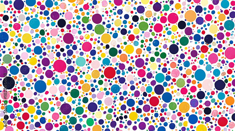 A vibrant polka dot pattern with a variety of bright colors, featuring bold circular shapes in shades of red, blue, orange, and yellow. A vibrant polka dot pattern with a variety of bright colors, featuring bold circular shapes in shades of red, blue, orange, and yellow.