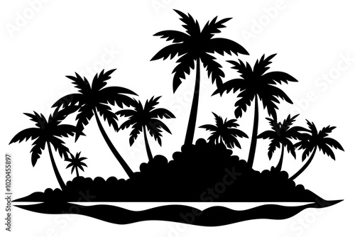 Tropical Island | vector silhouette illustration on white background