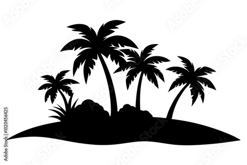 Tropical Island | vector silhouette illustration on white background