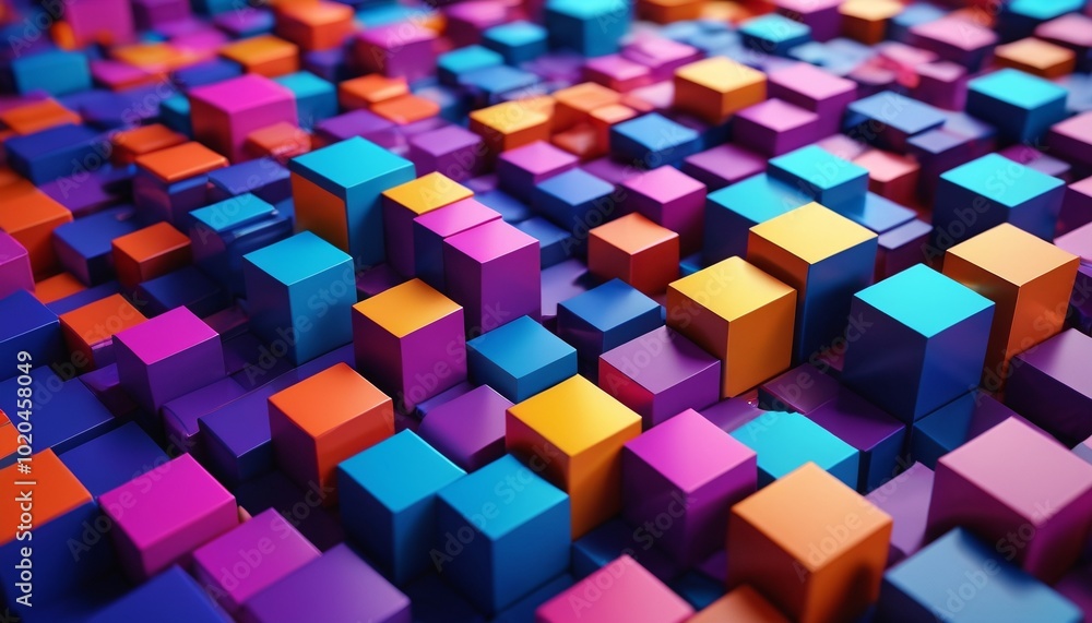 A stunning abstract background filled with a variety of 3D multicolored geometric shapes, emphasizing saturated hues and contemporary design aesthetics, Generative AI A stunning abstract background filled with a variety of 3D multicolored geometric shapes, emphasizing saturated hues and contemporary design aesthetics, Generative AI