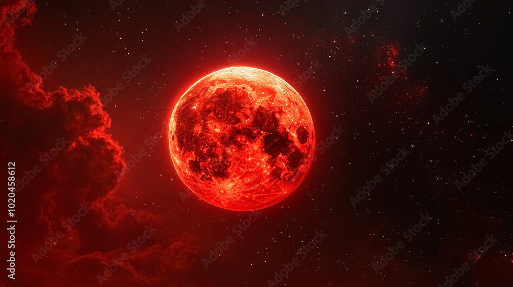 Big Bloody Red Moon and Stars: A big bloody red moon accompanied by stars. Big Bloody Red Moon and Stars: A big bloody red moon accompanied by stars.
