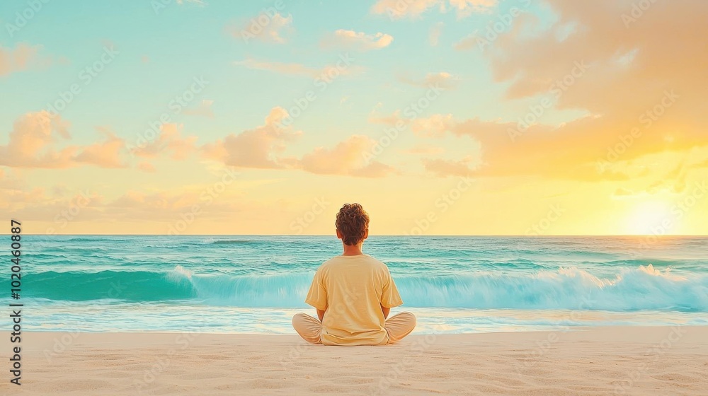 Fototapeta premium A tranquil moment of mindfulness by the ocean
