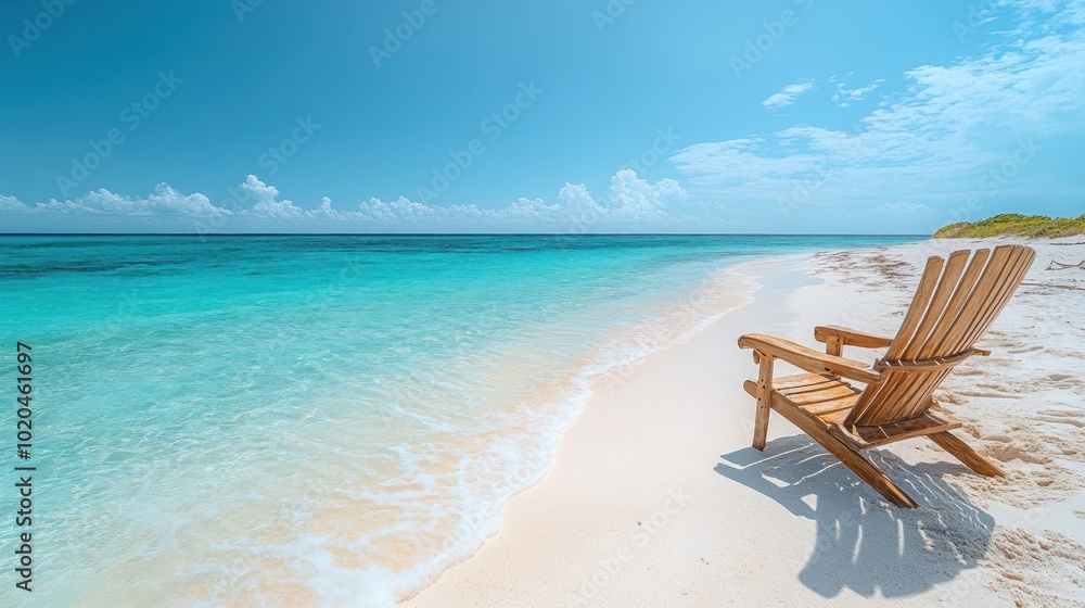 Relaxing Beach Chair with Turquoise Waters Relaxing Beach Chair with Turquoise Waters