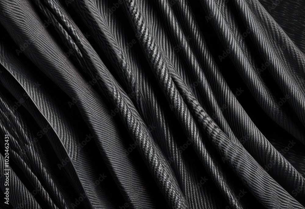 Fototapeta premium close view intricate carbon fiber patterns showcasing textural detail visual appeal black gray tones, aesthetic, contemporary, craftsmanship, curves