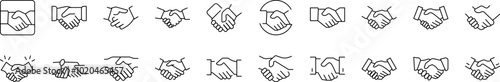 Handshaking Simple Icon Collection. Editable Stroke. Perfect for Infographics, Articles, Books, Flyers, Banners