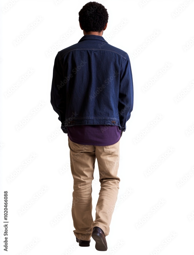It is the winter, he is warm, he has short hair, he wears a blouson and a black pant, the time is muggy., transparent background. It is the winter, he is warm, he has short hair, he wears a blouson and a black pant, the time is muggy., transparent background.