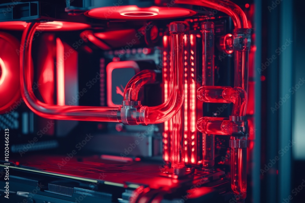 Fototapeta premium Multicolor LED light show on desktop computer for gaming