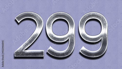 3D Chrome number design of 299 on purple wall.