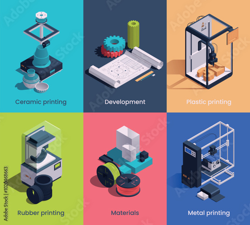Diverse 3D Printing Technologies Illustration