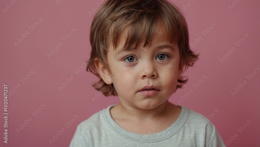 Portrait of a young child, likely 1-3 years old, looking directly at camera with neutral expression Portrait of a young child, likely 1-3 years old, looking directly at camera with neutral expression