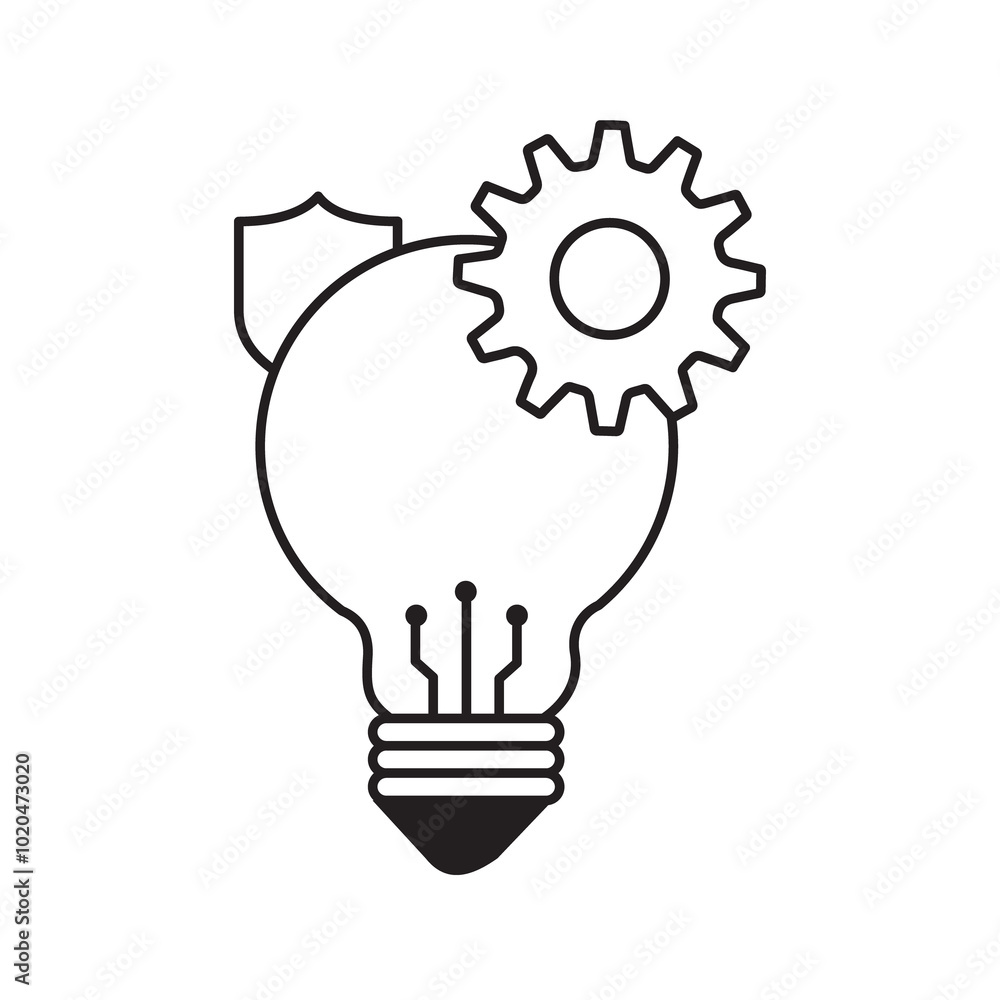 AI Protection and Creative Innovation Vector Icon Design, innovation guard, future technology, idea preservation AI Protection and Creative Innovation Vector Icon Design, innovation guard, future technology, idea preservation