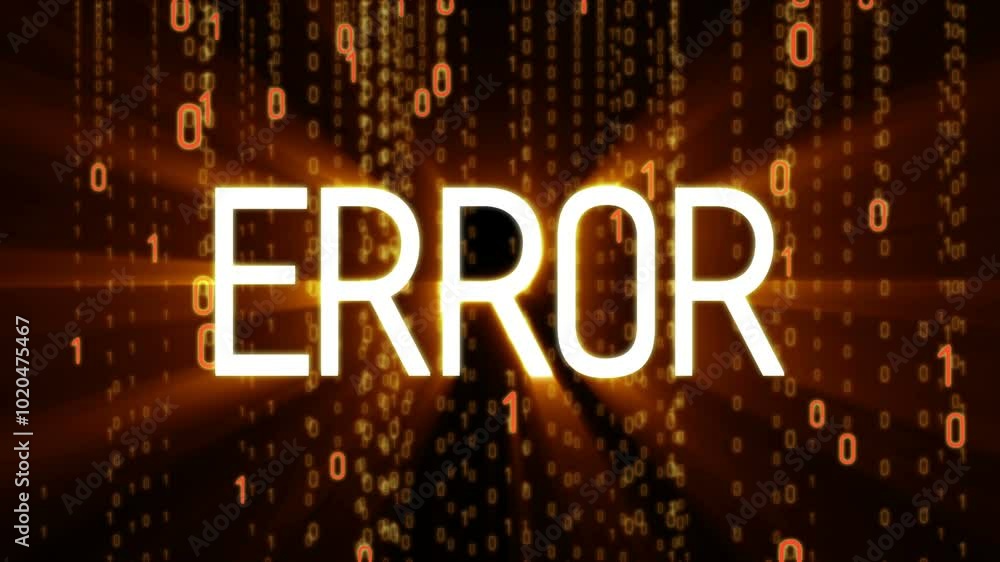 Error text on binary matrix background. Motion Background. Available in 4K video render footage. Error text on binary matrix background. Motion Background. Available in 4K video render footage.