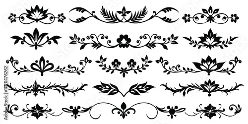 Foto Ornamental Floral Borders Vector Set
