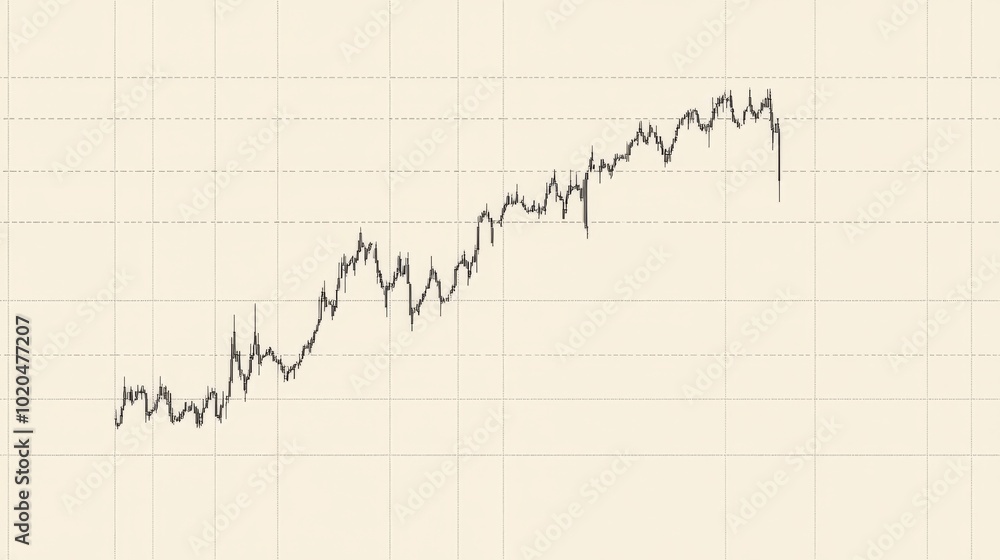 In this diagram, an upward trend is illustrated on a neutral beige background, illustrating the market's progress. In this diagram, an upward trend is illustrated on a neutral beige background, illustrating the market's progress.