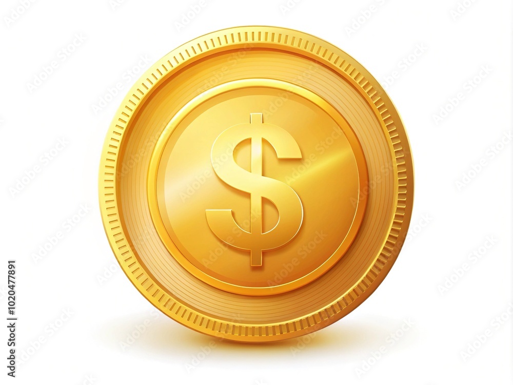 Gold Coin with Dollar Sign Icon for Money Concept Vector Illustration in Rule of Thirds Composition Gold Coin with Dollar Sign Icon for Money Concept Vector Illustration in Rule of Thirds Composition