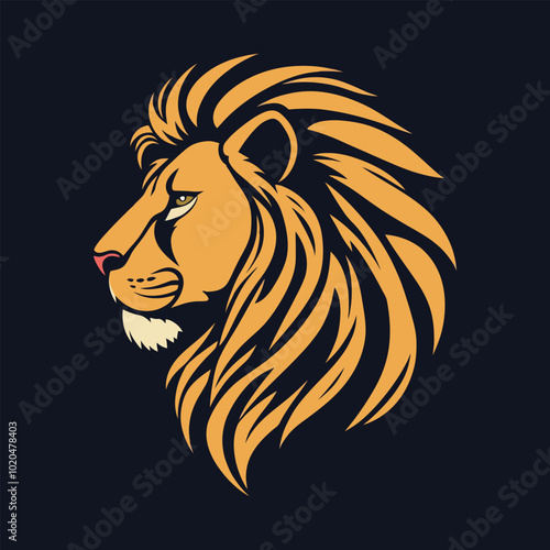 Adult Lion Face Side View Vector Graphic and Logo Design with Bold and Minimalist Style photo