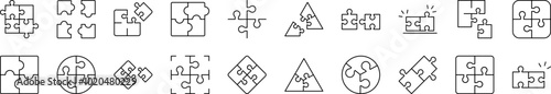 Puzzle Picture Collection. Editable Stroke. Perfect for Infographics, Articles, Books, Flyers, Banners