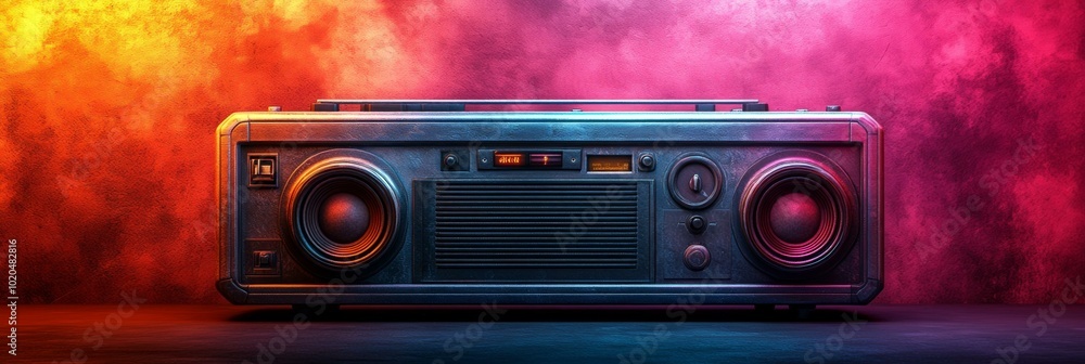 Fototapeta premium Vintage Boombox, 80s Music Player, Retro Sound System
