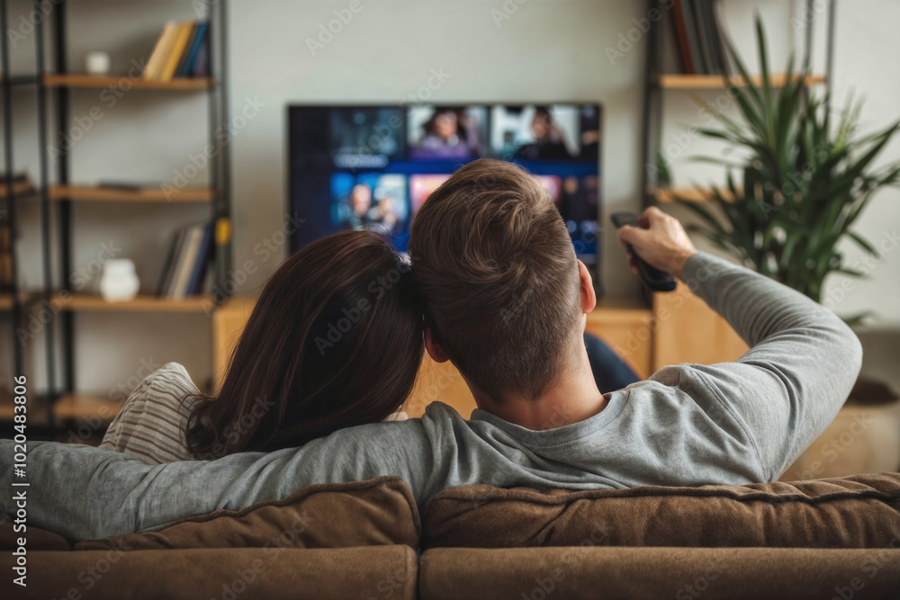 People watch a movie together People watch a movie together