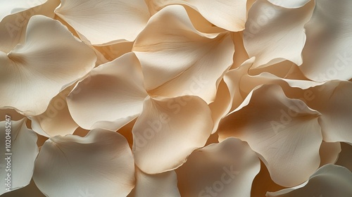 soft beige abstract flower petals arranged in a delicate and artistic composition, creating a serene and calming aesthetic that enhances modern minimalistic interiors and nature-inspired designs