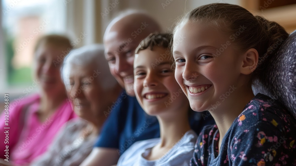 Children, adults, and elderly cancer patients, supporting each other through their journey in a show of unity Children, adults, and elderly cancer patients, supporting each other through their journey in a show of unity