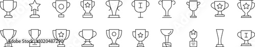 Winning Cup Simple Icon Collection. Editable Stroke. Perfect for Infographics, Articles, Books, Flyers, Banners