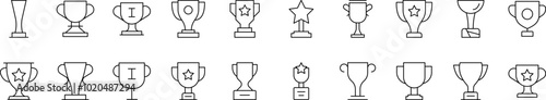 Winning Cup Simple Icon Collection. Editable Stroke. Perfect for Infographics, Articles, Books, Flyers, Banners