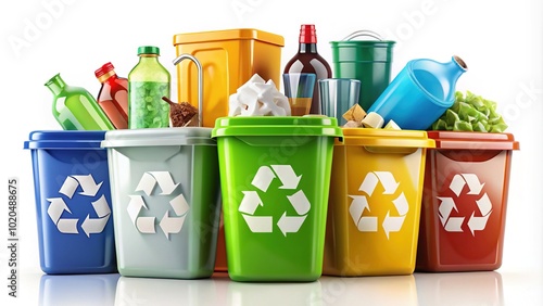 Recycling Garbage Icons Set for Eco-Friendly Initiatives and Sustainability Promotion