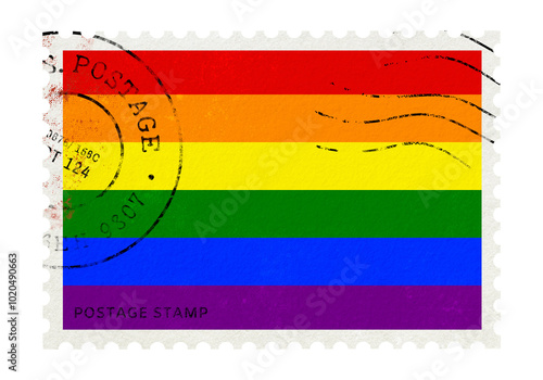 LGBTQ flag png post stamp sticker, transparent background photo