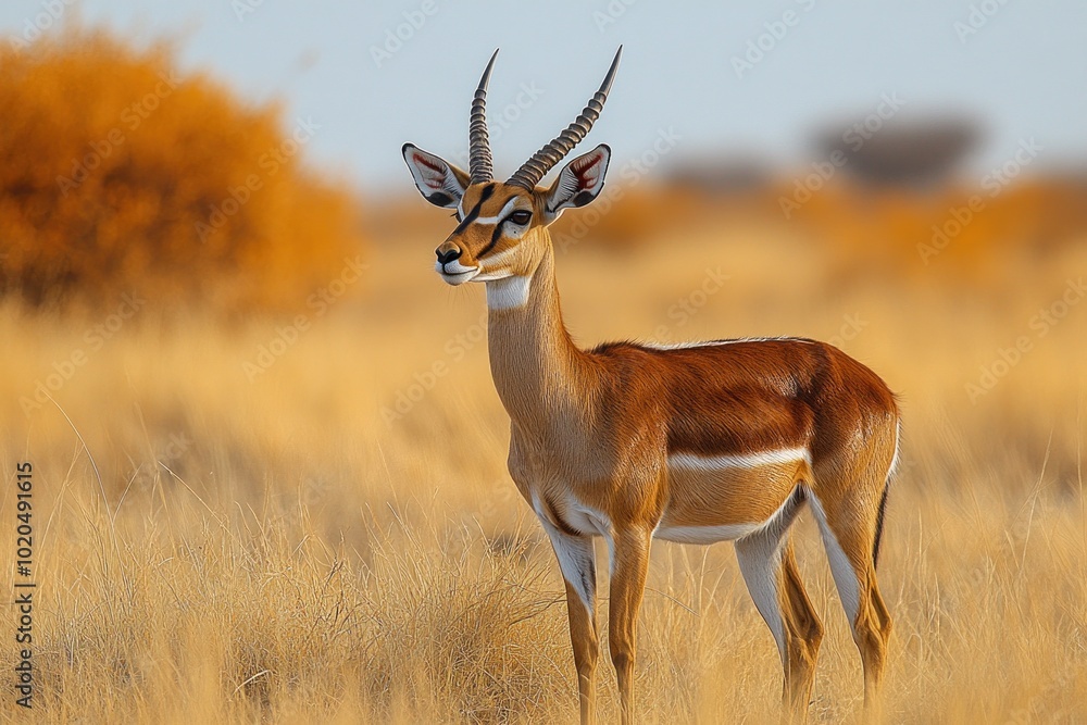 A graceful antelope stands proudly in the savanna A graceful antelope stands proudly in the savanna
